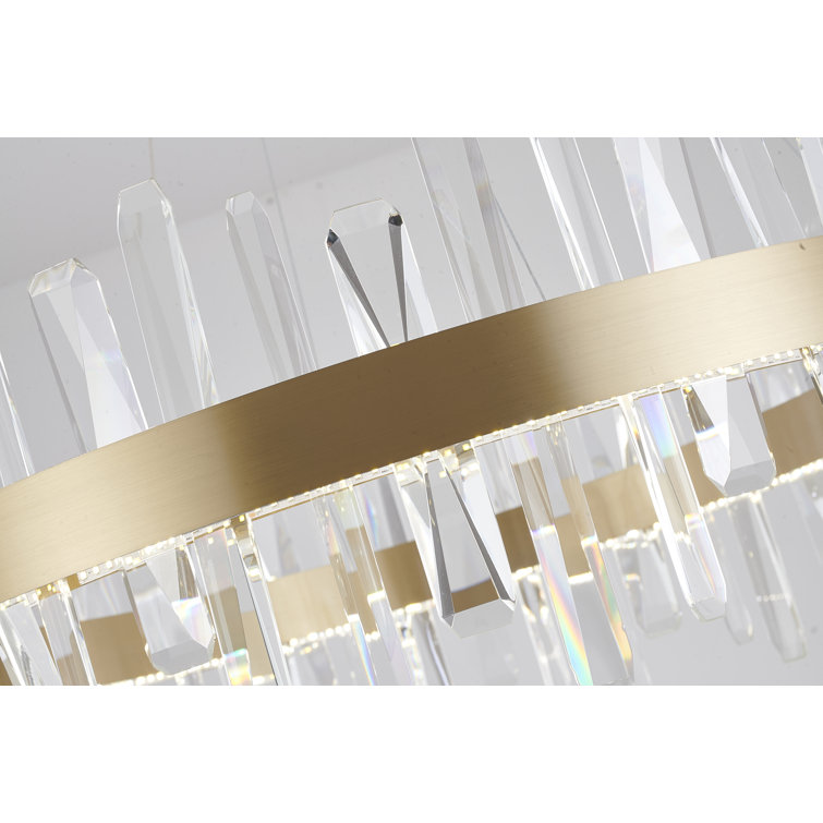 Gold Crystal 32" Plug-in LED Chandelier