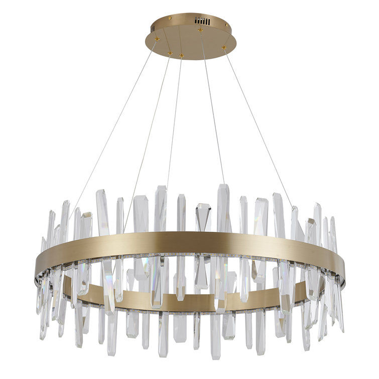 Gold Crystal 32" Plug-in LED Chandelier