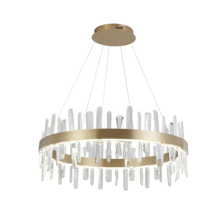 Gold Crystal 32" Plug-in LED Chandelier