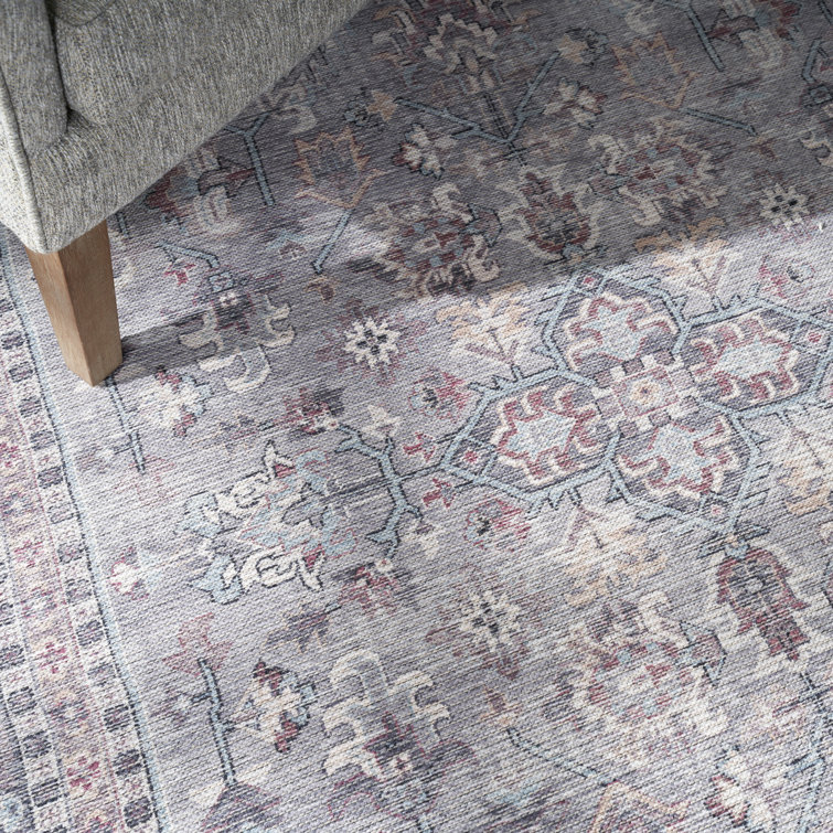 Nicole Curtis Grey 4' x 6' Machine Washable Vintage Medallion Area Rug