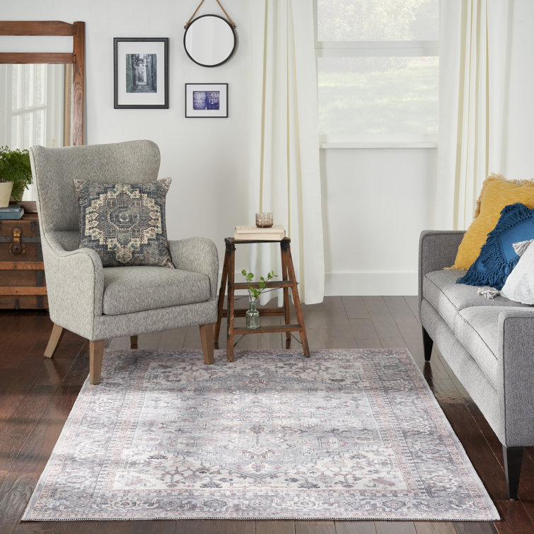 Nicole Curtis Grey 4' x 6' Machine Washable Vintage Medallion Area Rug
