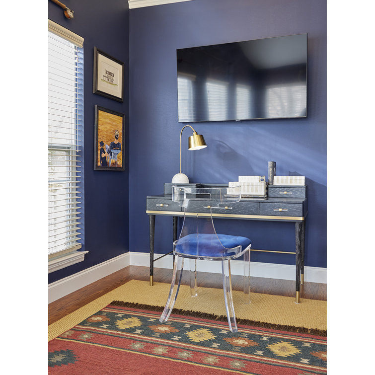 Elsa Modern Blue Velvet Upholstered 34" Side Chair