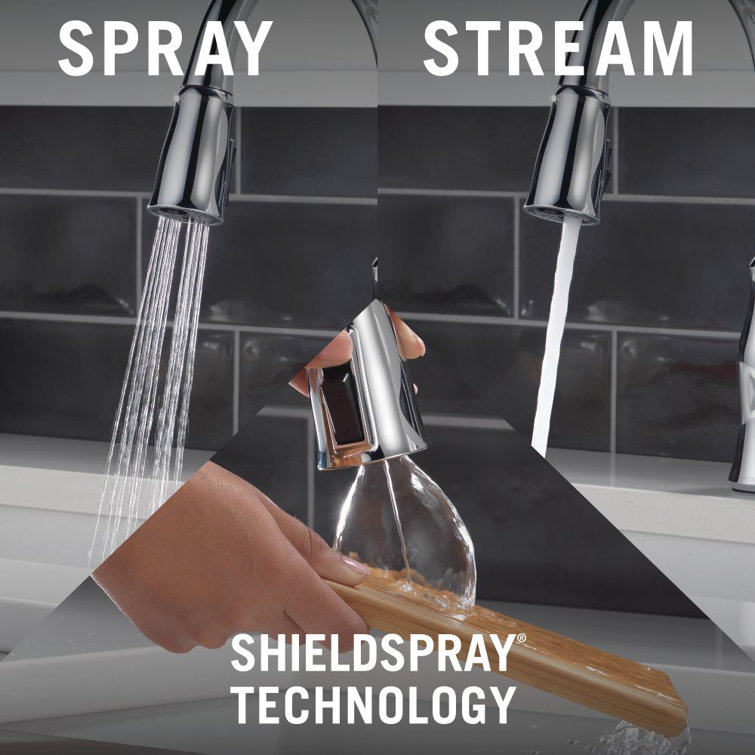Ophelia Chrome Single Handle Pull Down Kitchen Faucet with Spray
