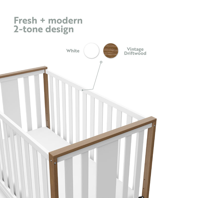 Modern Pacific White and Driftwood 4-in-1 Convertible Crib