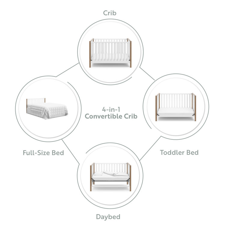 Modern Pacific White and Driftwood 4-in-1 Convertible Crib