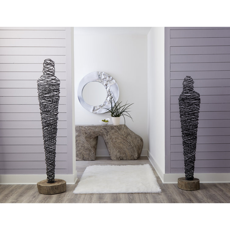 Transitional Gray Metal Abstract Human Form Floor Sculpture 68"