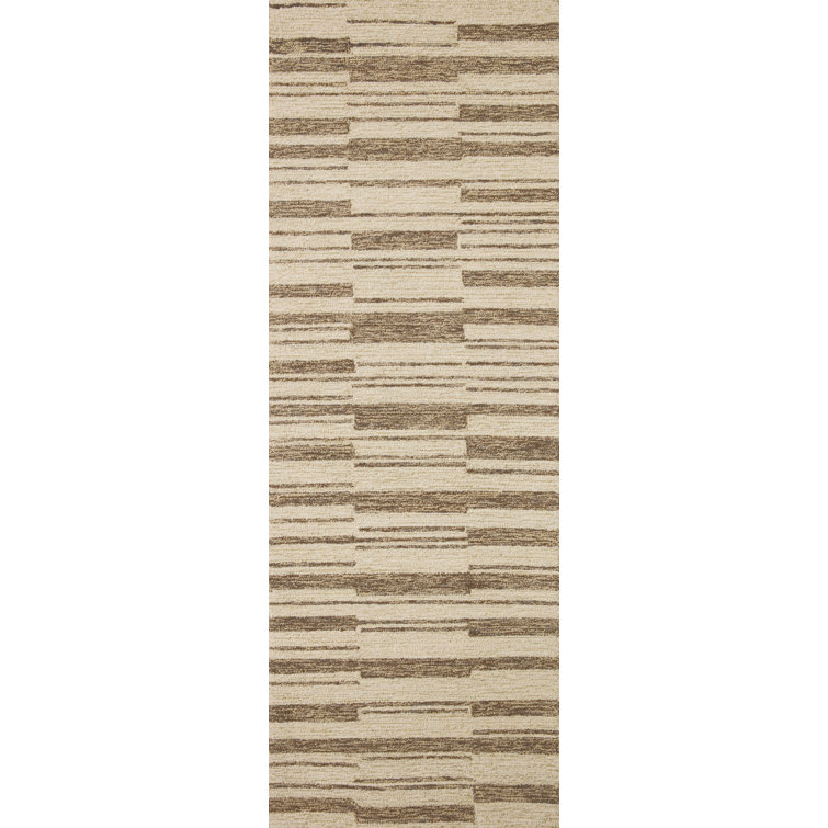 Ivory and Tobacco Hand-Tufted Wool Runner Rug