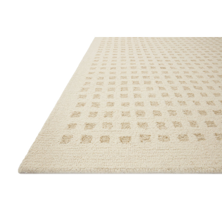 Ivory and Natural Hand-Tufted Wool Runner Rug 2' x 5'