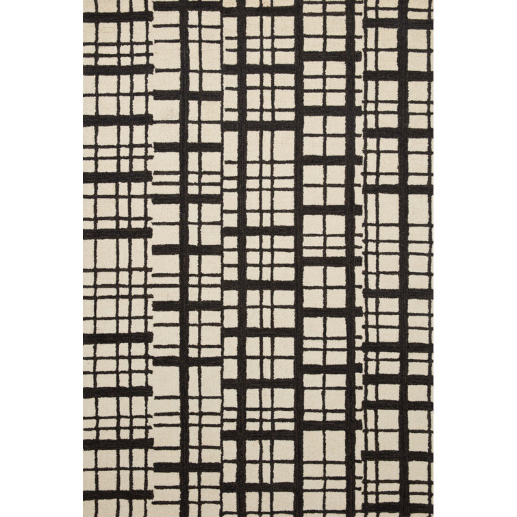 Hand-Tufted Black Wool Rectangular Rug 9'3" x 13'