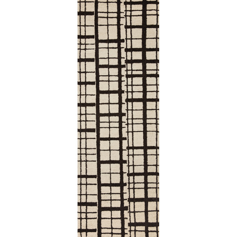 Polly Black and Ivory Hand-Tufted Wool Runner Rug