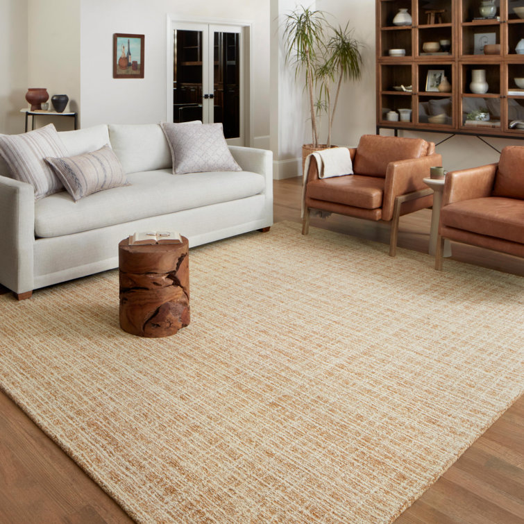Straw & Ivory Hand-Tufted Wool Blend Modern Rug 3'6" x 5'6"