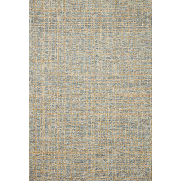 Polly Checkered Blue/Sand Hand-Tufted Wool Blend 9'-3" x 13' Area Rug