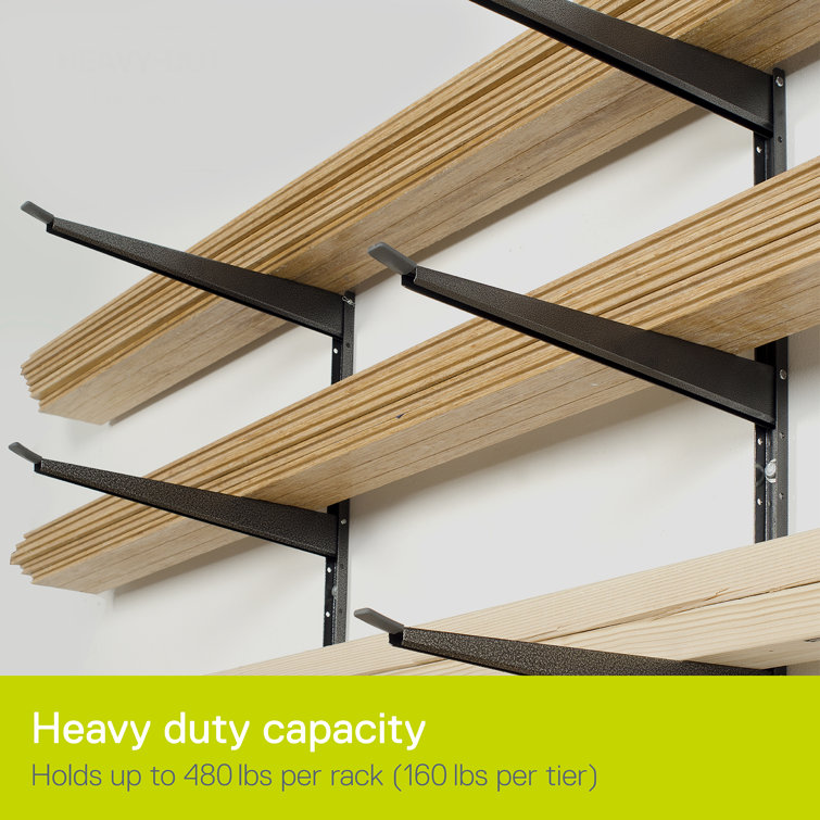 Delta Cycle Heavy Duty Steel Wall Mounted 3-Tier Lumber Storage Rack
