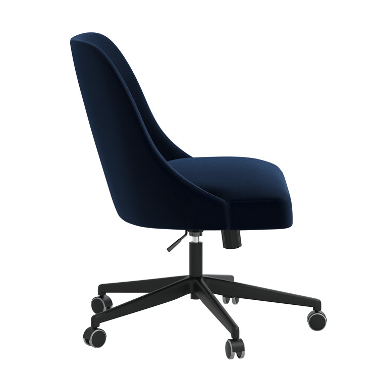 Monaco Eclipse Navy Velvet Swivel Office Chair with Solid Wood Frame