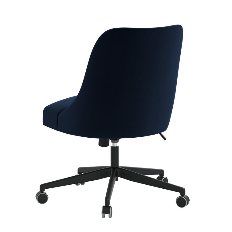 Monaco Eclipse Navy Velvet Swivel Office Chair with Solid Wood Frame