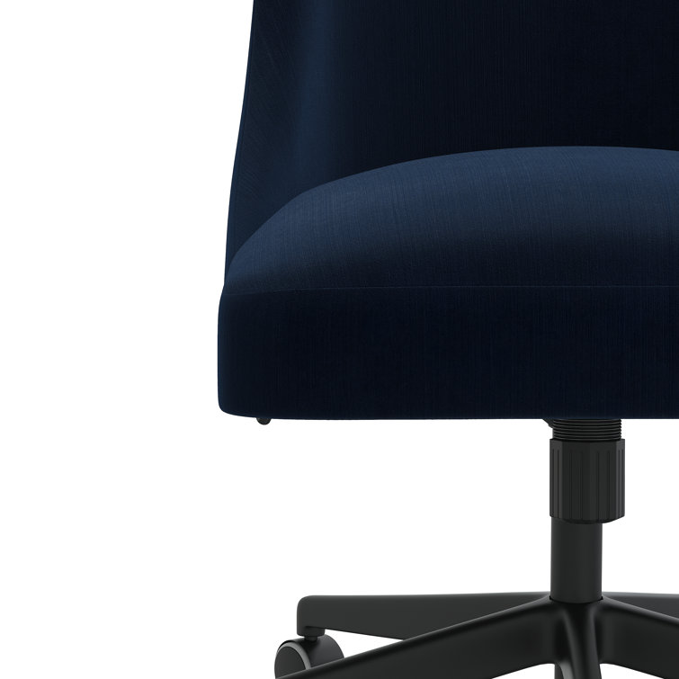 Monaco Eclipse Navy Velvet Swivel Office Chair with Solid Wood Frame