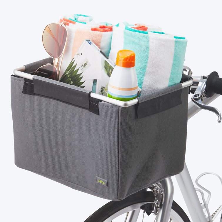 Gray Fabric and Aluminum Removable Bike Basket
