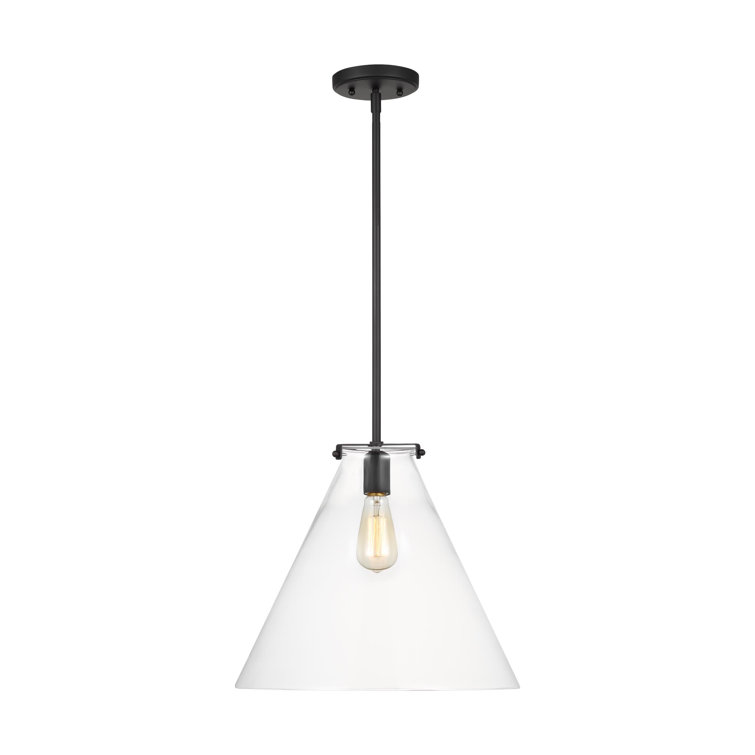 Kate Midnight Black Cone Pendant with Clear Glass Shade