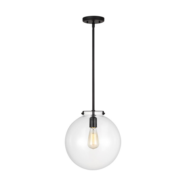 Midnight Black Glass Globe Pendant Light