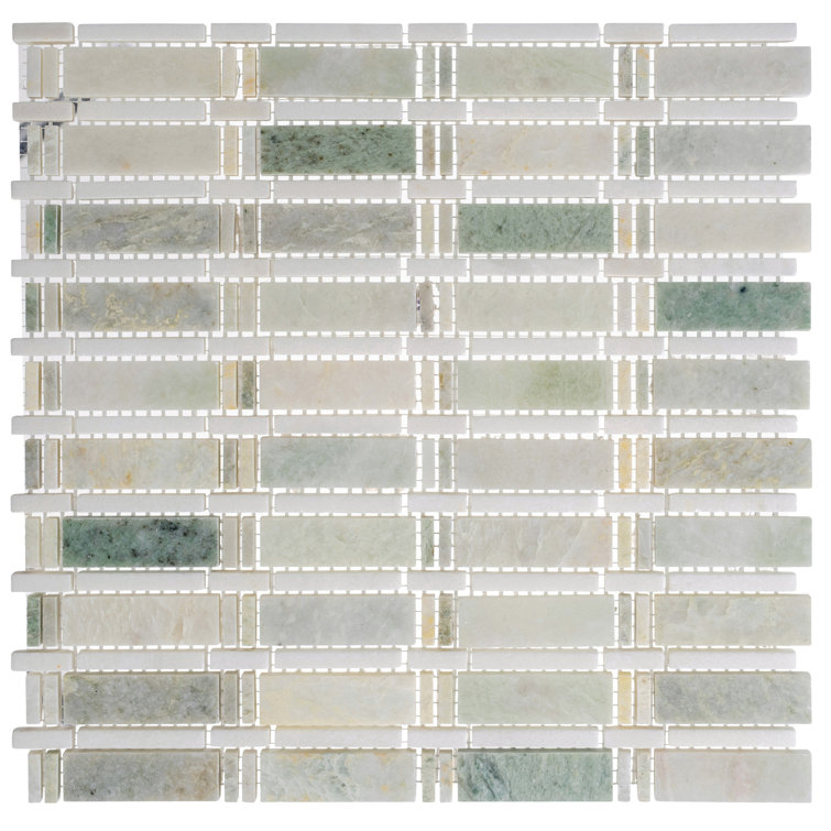 Evon 13" x 13" Green Marble Mosaic Tile Sheet