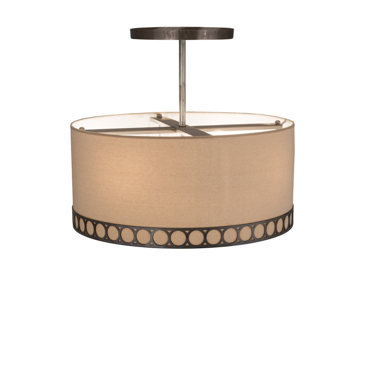 Beige Glass Fabric 4-Light Indoor Pendant with Steel Frame