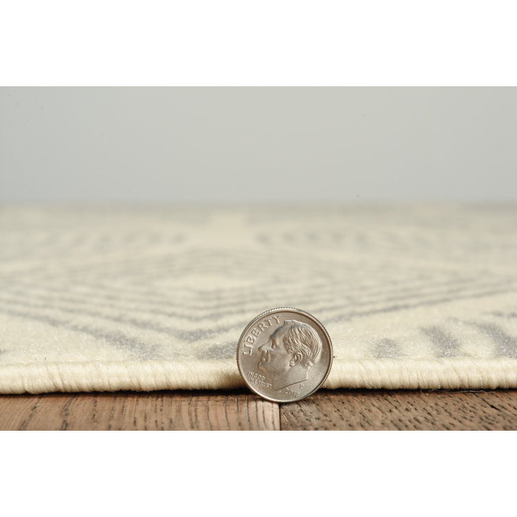 Rectangular Beige Bone Synthetic Transitional Area Rug