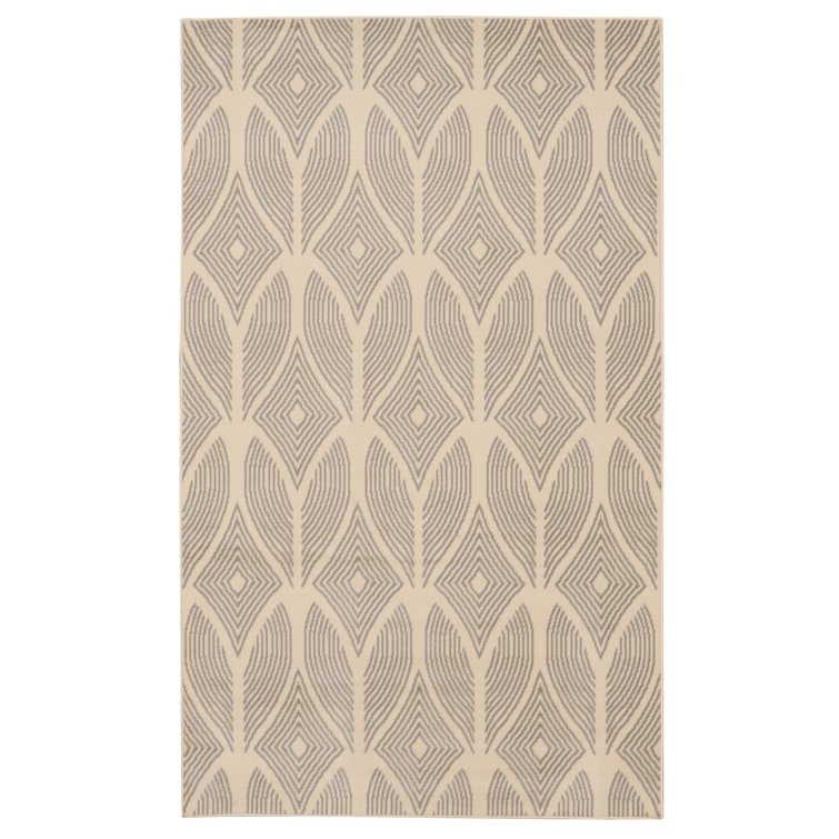 Rectangular Beige Bone Synthetic Transitional Area Rug