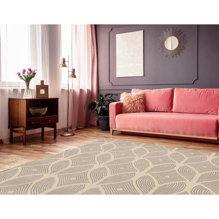 Rectangular Beige Bone Synthetic Transitional Area Rug