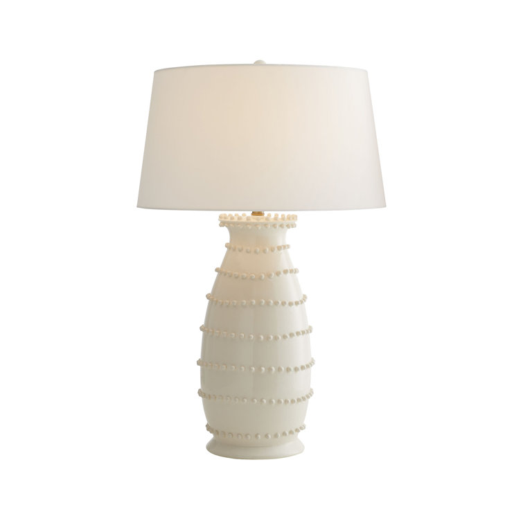 Ivory Ceramic Table Lamp with Off-White Shade