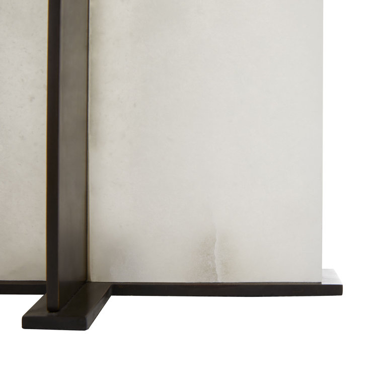 Lyon Bronze and Alabaster Table Lamp with White Linen Shade