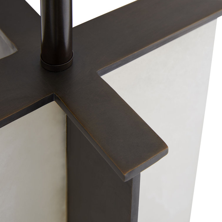 Lyon Bronze and Alabaster Table Lamp with White Linen Shade