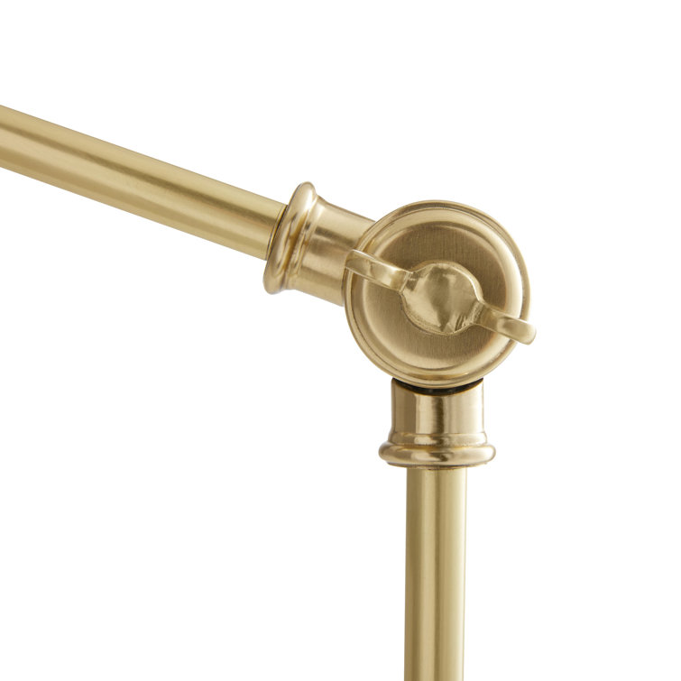 Adjustable Brass Clip-on Lamp with White Linen Shade