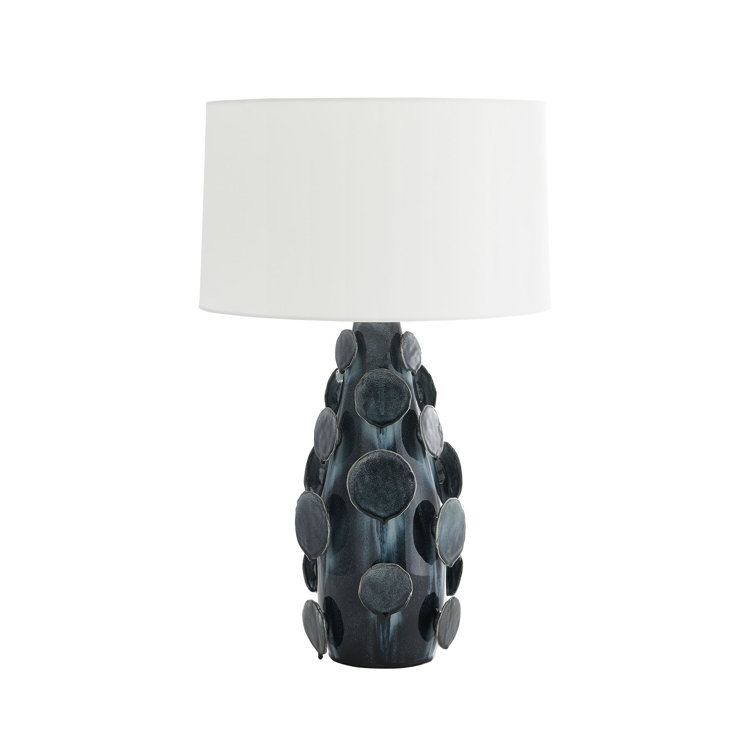 Ocean Reactive Ceramic Table Lamp with Off-White Shade