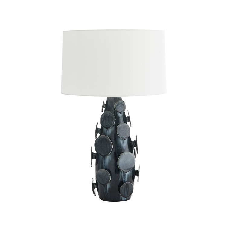 Ocean Reactive Ceramic Table Lamp with Off-White Shade