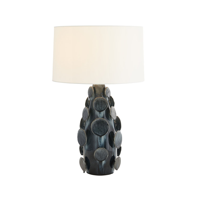 Ocean Reactive Ceramic Table Lamp with Off-White Shade