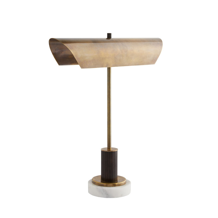 Lansing Vintage Brass and Bronze Library Piano Lamp with Marble Base