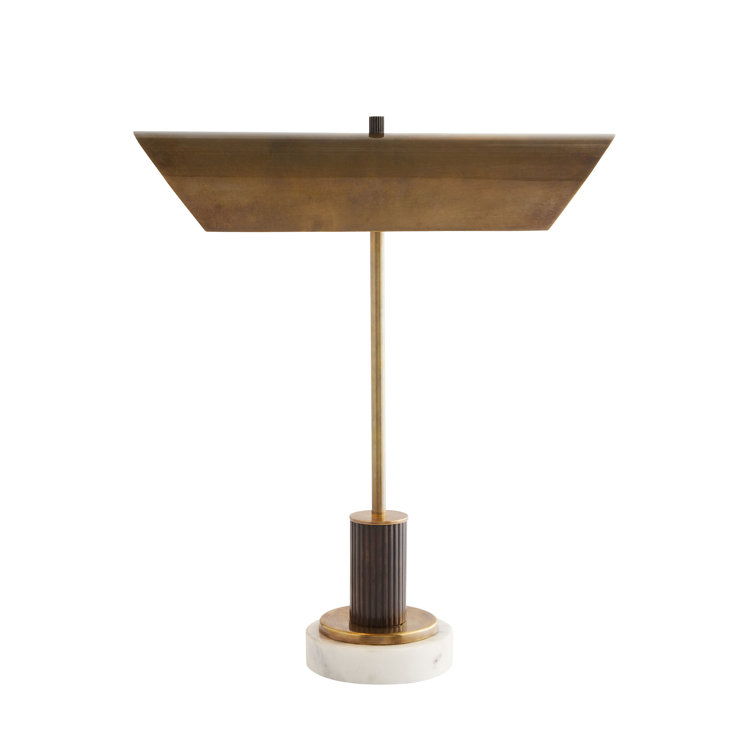Lansing Vintage Brass and Bronze Library Piano Lamp with Marble Base