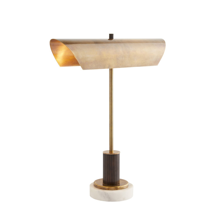 Lansing Vintage Brass and Bronze Library Piano Lamp with Marble Base