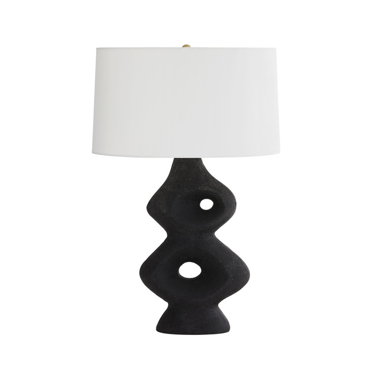 Black Sculptural Table Lamp with Off-White Shade