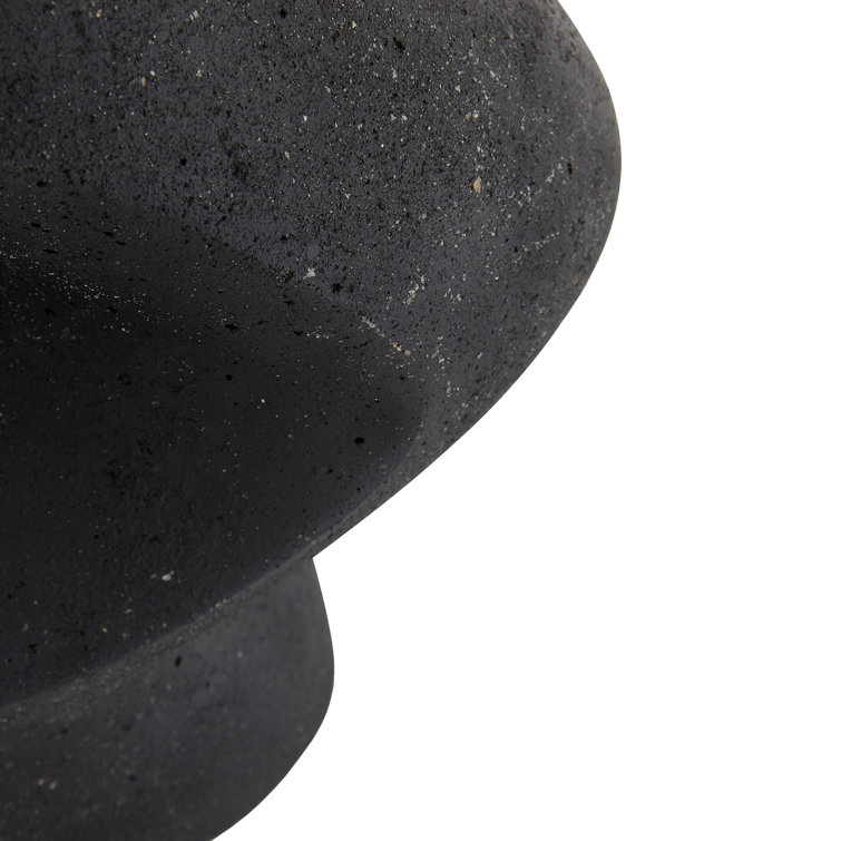 Black Sculptural Table Lamp with Off-White Shade