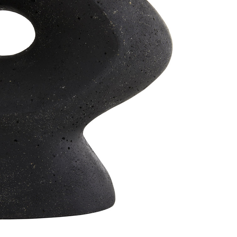 Black Sculptural Table Lamp with Off-White Shade