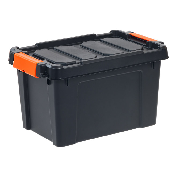 22 Qt. Black Heavy-Duty Stackable Storage Bin Set of 4