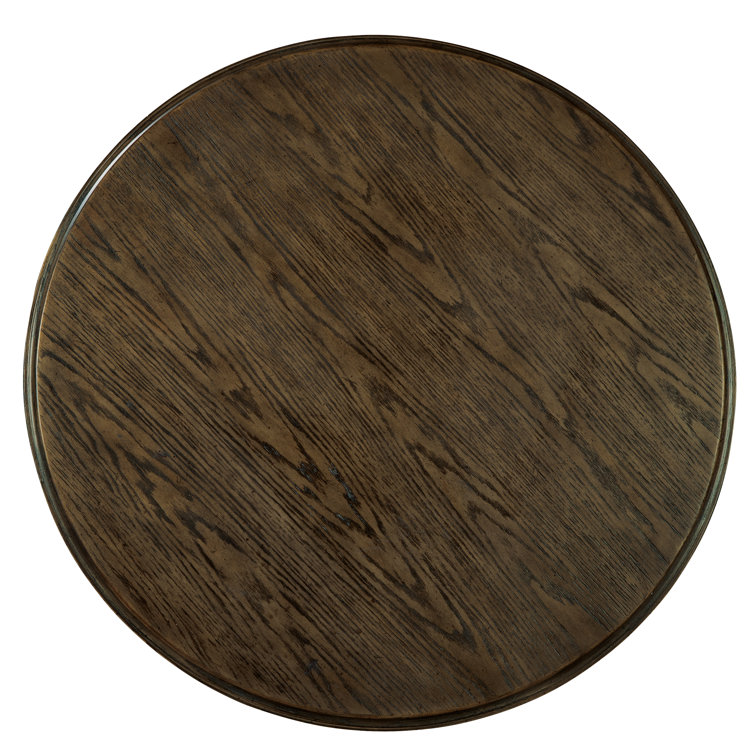 Elegant Transitional 42" Round Cocktail Table in Brown Wood & Metal
