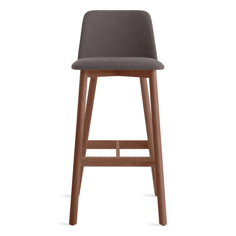 Pewter and Walnut Adjustable Bar Stool with Low Back