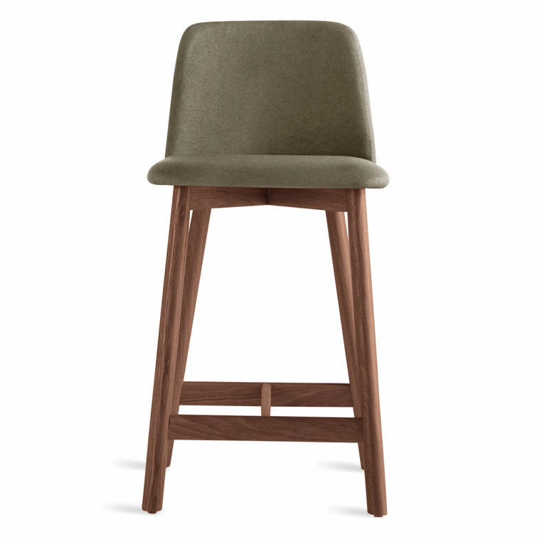 Pewter and Walnut Adjustable Bar Stool with Low Back