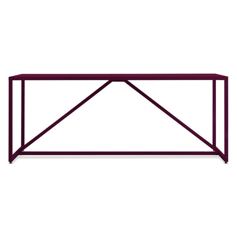Oxblood Metal Frame Dining Table with Wood Top, 75" Length