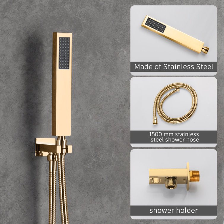 Brushed Gold Multi-Head Wall Mounted Rain Shower System