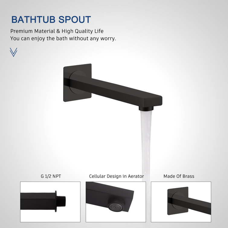 Matte Black Brass Wall Mounted Rain Shower System with Handheld