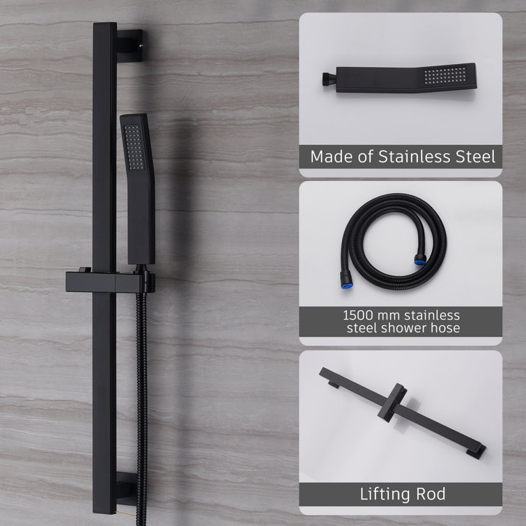 Matte Black Dual Shower Head System with Adjustable Hand Shower