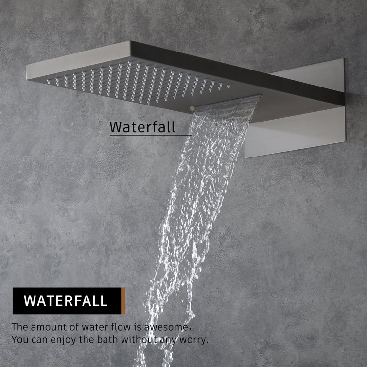 Brushed Nickel Dual-Function Rainfall Shower System with Handheld